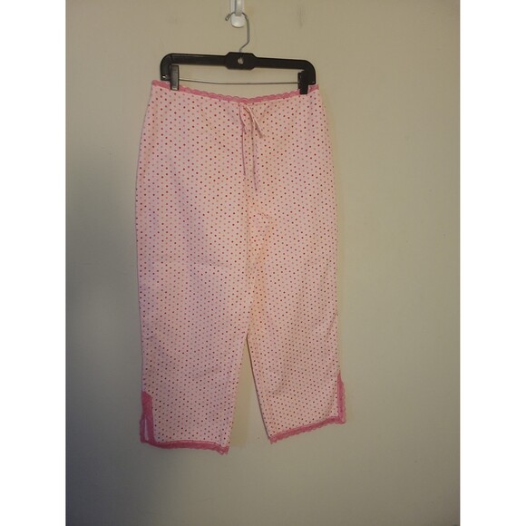 Josie Natori Pink Polka-dot  Cotton Crop Pant Pajama Set Sz S - Picture 4 of 6